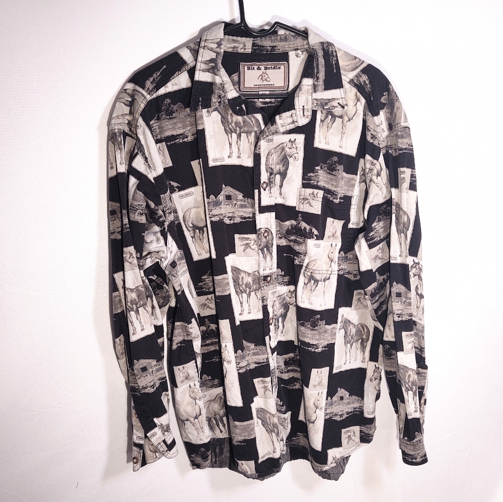Bit & bridle xlt western cowboy shirt mens